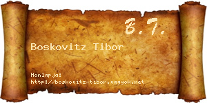 Boskovitz Tibor névjegykártya